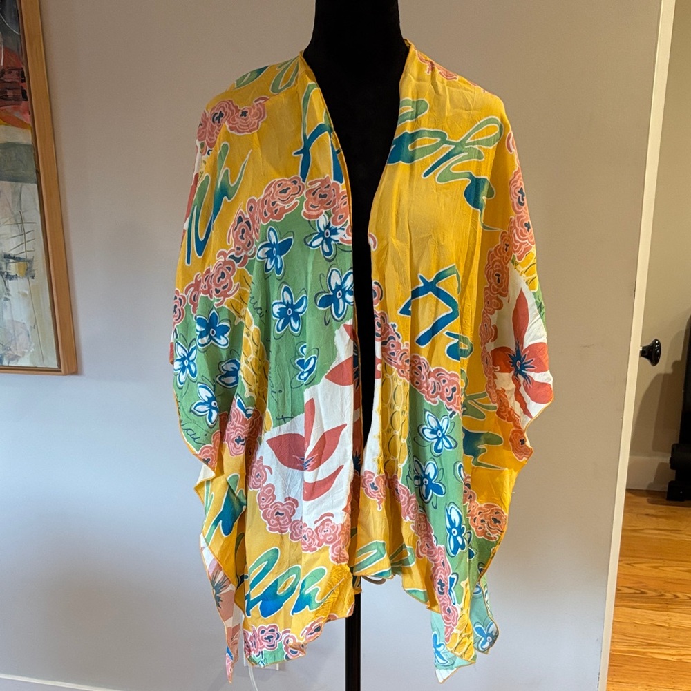 Jams World Vibrant Yellow and Blue Kimono shawl